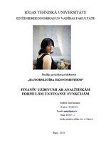 Referāts 'Finanšu uzdevumi ar analītiskām un finanšu funkcijām', 1.