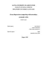 Referāts 'Great Depression Comparing with Nowadays Economic Crisis', 1.