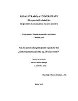 Eseja 'Vai ES pārākuma principam vajadzētu būt piemērojamam attiecībā uz LR Satversmi?', 1.