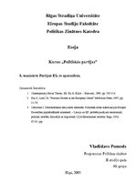 Eseja 'Partijas Eiropas Savienībā, to apvienības', 1.