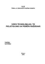 Referāts 'Vides tehnoloģijas un to pielietojums ražošanā', 1.
