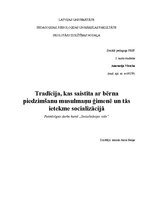 Referāts 'Tradīcija, kas saistīta ar bērna piedzimšanu musulmaņu ģimenē, un tās ietekme so', 1.