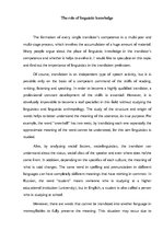 Eseja 'The Role of Linguistic Knowledge', 1.