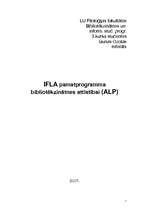 Referāts 'ILFA pamatprogramma bibliotēkzinātnes attīstībai (ALP)', 1.