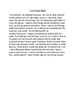 Eseja 'I am talented', 1.