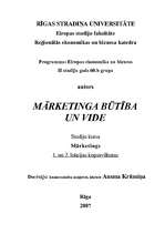 Konspekts 'Mārketinga būtība un vide', 1.