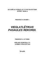 Referāts 'Pasaules rekordi vieglatlētikā', 1.