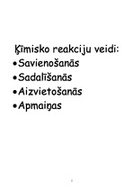 Konspekts 'Ķīmisko reakciju veidi', 1.