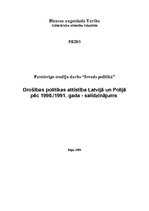 Referāts 'Drošības politikas attīstība Latvijā un Polijā pēc 1990./1991.gada - salīdzināju', 1.