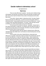 Eseja 'Gender Matters in Elementary School', 1.