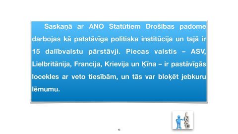 Prezentācija 'Apvienoto Nāciju Organizācijas
tiesiskais statuss un kompetence', 13.