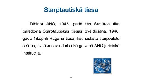 Prezentācija 'Apvienoto Nāciju Organizācijas
tiesiskais statuss un kompetence', 19.
