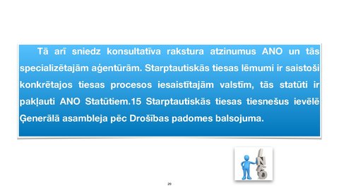 Prezentācija 'Apvienoto Nāciju Organizācijas
tiesiskais statuss un kompetence', 20.
