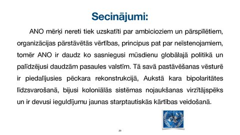 Prezentācija 'Apvienoto Nāciju Organizācijas
tiesiskais statuss un kompetence', 29.