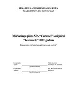 Biznesa plāns 'Mārketinga plāns SIA "Caramel" kafejnīcai "Karamele"', 1.