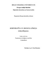Konspekts 'Korporatīva un biznesa līmeņa stratēģijas', 1.