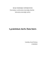 Konspekts 'Datu bāzes. Pirmais praktiskais darbs', 1.