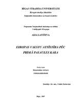 Konspekts 'Eiropas valstu attīstība pēc Pirmā pasaules kara', 1.
