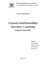 Referāts 'Corporate Social Responsibility: Benevolence vs. Marketing. Evidence from Latvia', 1.