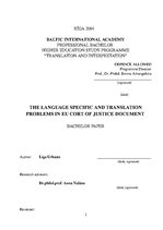 Diplomdarbs 'Eiropas Savienības tiesas dokumentu valodas specifika un tulkošanas problēmas', 2.