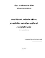 Referāts 'Neatliekamā palīdzība akūtas periapikālas patolģijas gadījumā. Farmakoterapija', 1.