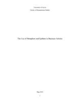 Referāts 'The Use of Metaphors and Epithets in Business Articles', 1.