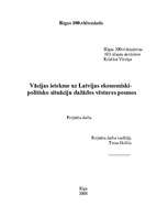Referāts 'Vācijas ietekme uz Latvijas ekonomiski - politisko situāciju dažādos vēstures po', 1.