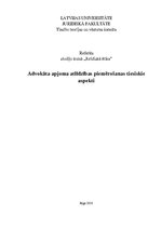 Referāts 'Advokāta apjoma atlīdzības piemērošanas tiesiskie aspekti', 1.