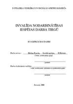 Referāts 'Invalīdu nodarbinātības iespējas darba tirgū', 1.