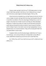 Eseja 'Being Famous Isn't always Easy', 1.