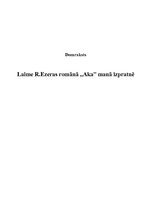 Eseja 'Laime Regīnas Ezeras romānā "Aka" manā izpratnē', 1.