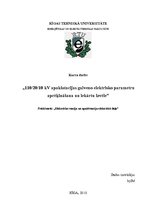 Referāts '110/20/10 kV apakšstacijas galveno elektrisko parametru aprēķināšana un iekārtu ', 1.