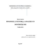Referāts 'Finansiālā stāvokļa analīze un novērtējums', 1.