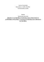 Referāts 'Eiropas Savienības integrācijas procesi un attīstības politika. Latvijas integrā', 1.