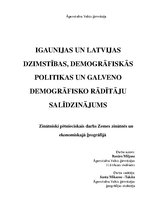 Referāts 'Igaunijas un Latvijas dzimstības, demogrāfiskās politikas un galveno demogrāfisk', 1.