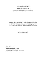 Diplomdarbs 'Operatīvās darbības pāsākumos iegūtās informācijas izmantošana pierādīšanā', 1.