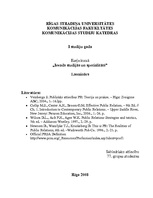 Eseja 'Ievads studijās un specialitātē. Sabiedriskās attiecības', 1.