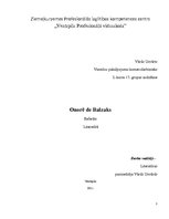 Konspekts 'Onorē de Balzaks', 1.
