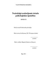 Referāts 'Noziedzīgā nodarījumā cietušo psiholoģiskās īpatnības', 1.