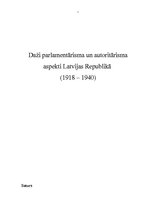 Referāts 'Daži parlamentārisma un autoritārisma aspekti Latvijas Republikā (1918 – 1940)', 1.