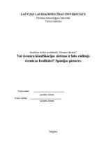 Konspekts 'Viesnīcu klasifikācijas sistēmas atbilstība viesnīcas kvalitātei', 1.