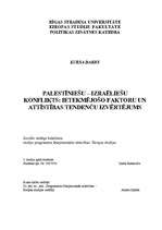 Referāts 'Palestīniešu - izraēliešu konflikts: ietekmējošo faktoru un attīstības tendenču ', 1.