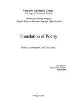 Referāts 'Translation of Poetry', 1.