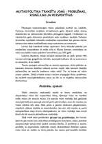 Konspekts 'Muitas politika tranzīta jomā - problēmas, risinājumi un perspektīvas', 1.