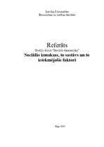 Referāts 'Sociālās izmaksas, to sastāvs un ietekmējošie faktori', 1.