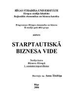 Konspekts 'Starptautiskā biznesa vide', 1.