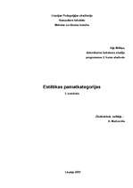 Konspekts 'Estētikas pamatkategorijas', 1.