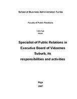 Referāts 'Specialist of Public Relations in Executive Board of Vidzemes Suburb - its Respo', 1.