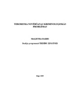 Diplomdarbs 'Terorisma novēršanas kriminoloģiskās problēmas', 1.