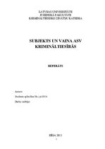 Referāts 'Subjekts un vaina ASV krimināltiesībās', 1.